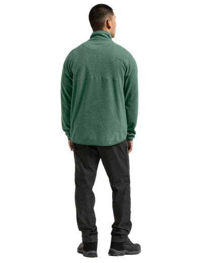 Dark Moss coloured Didriksons Mens Vito USX Half Zip Sweater on white background 