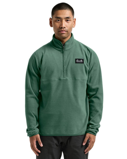 Dark Moss coloured Didriksons Mens Vito USX Half Zip Sweater on white background 