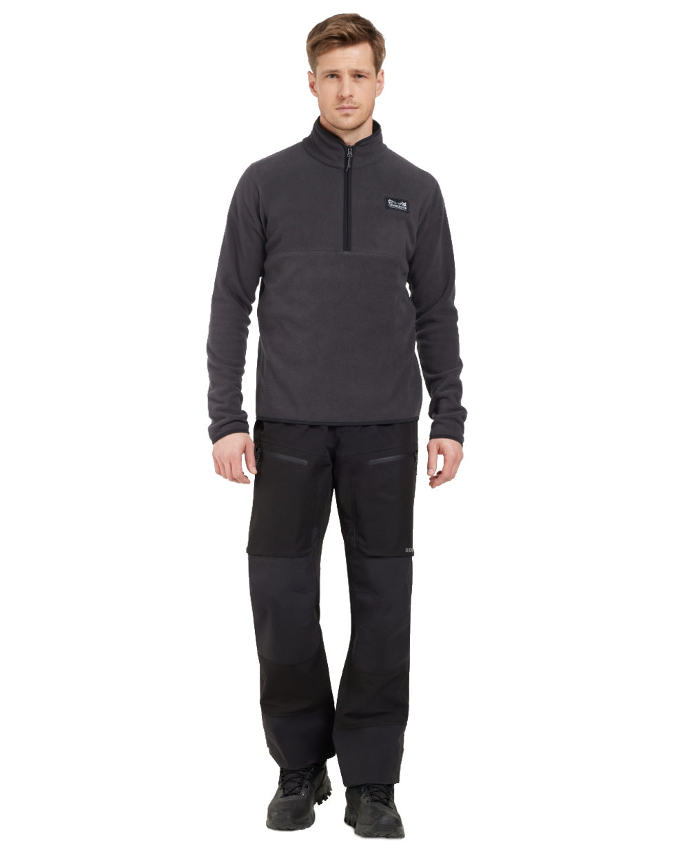 Graphite coloured Didriksons Mens Vito USX Half Zip Sweater on white background 