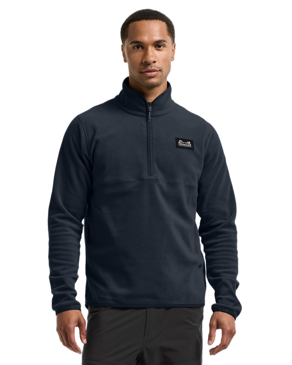 Sleepy Blue coloured Didriksons Mens Vito USX Half Zip Sweater on white background 