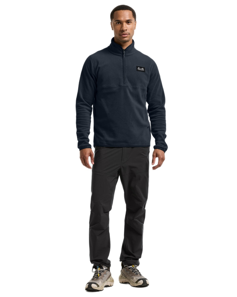 Sleepy Blue coloured Didriksons Mens Vito USX Half Zip Sweater on white background 