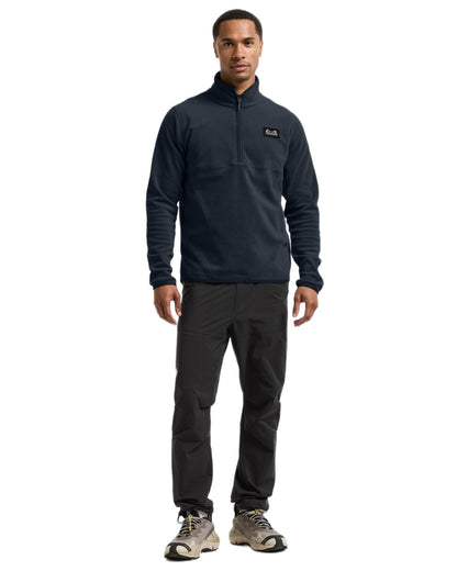 Sleepy Blue coloured Didriksons Mens Vito USX Half Zip Sweater on white background 