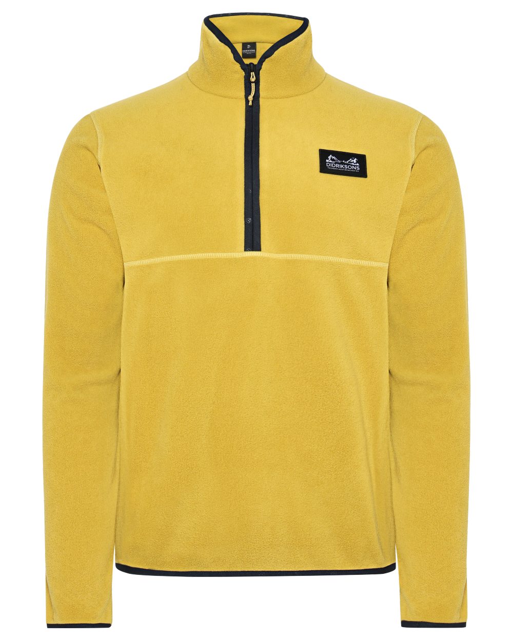 Yellow Pollen coloured Didriksons Mens Vito USX Half Zip Sweater on white background 