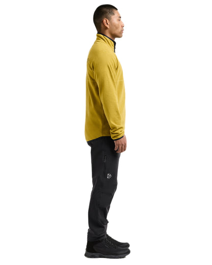 Yellow Pollen coloured Didriksons Mens Vito USX Half Zip Sweater on white background 