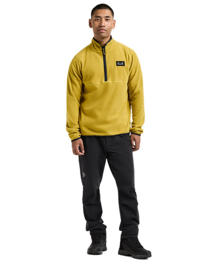 Yellow Pollen coloured Didriksons Mens Vito USX Half Zip Sweater on white background 
