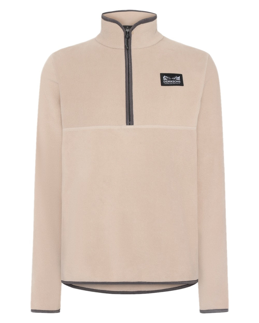 Beach Biege coloured Didriksons Mens Vito USX Half Zip Sweater on white background 