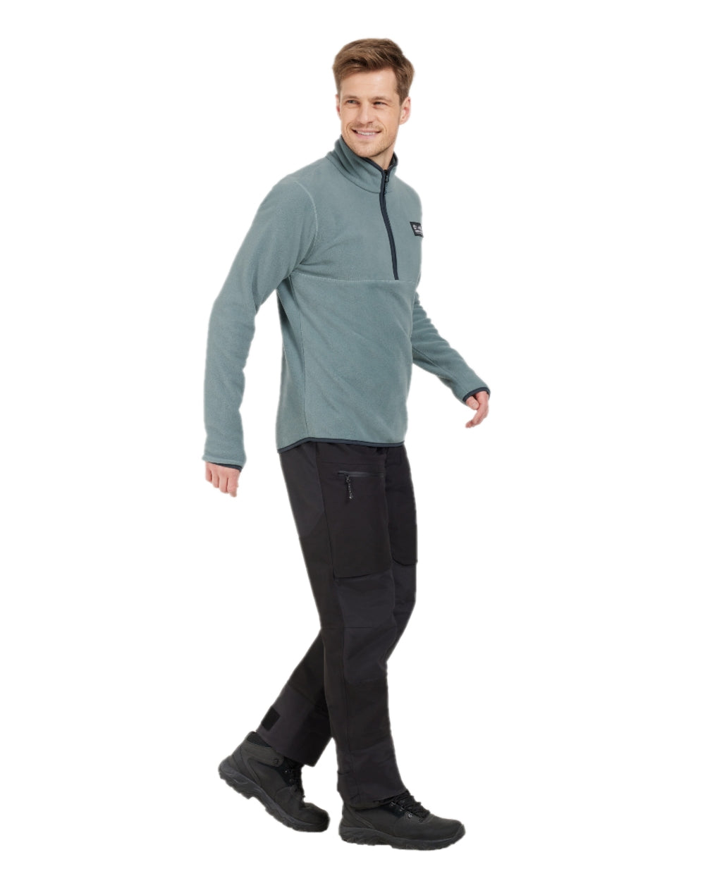 Factory Blue coloured Didriksons Mens Vito USX Half Zip Sweater on white background 
