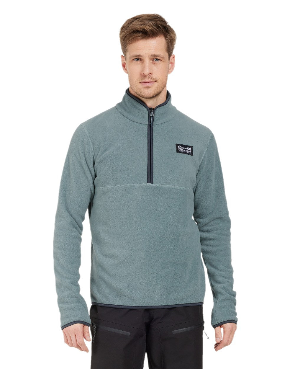 Factory Blue coloured Didriksons Mens Vito USX Half Zip Sweater on white background 