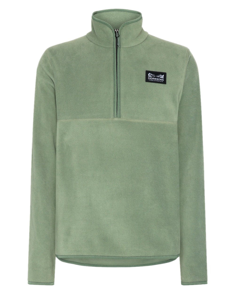 Light Moss coloured Didriksons Mens Vito USX Half Zip Sweater on white background 
