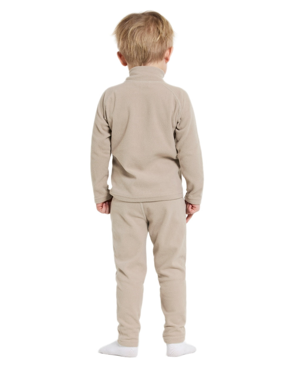 Beach Beige coloured Didriksons Monte Kids Fullzip Fleece on white background 