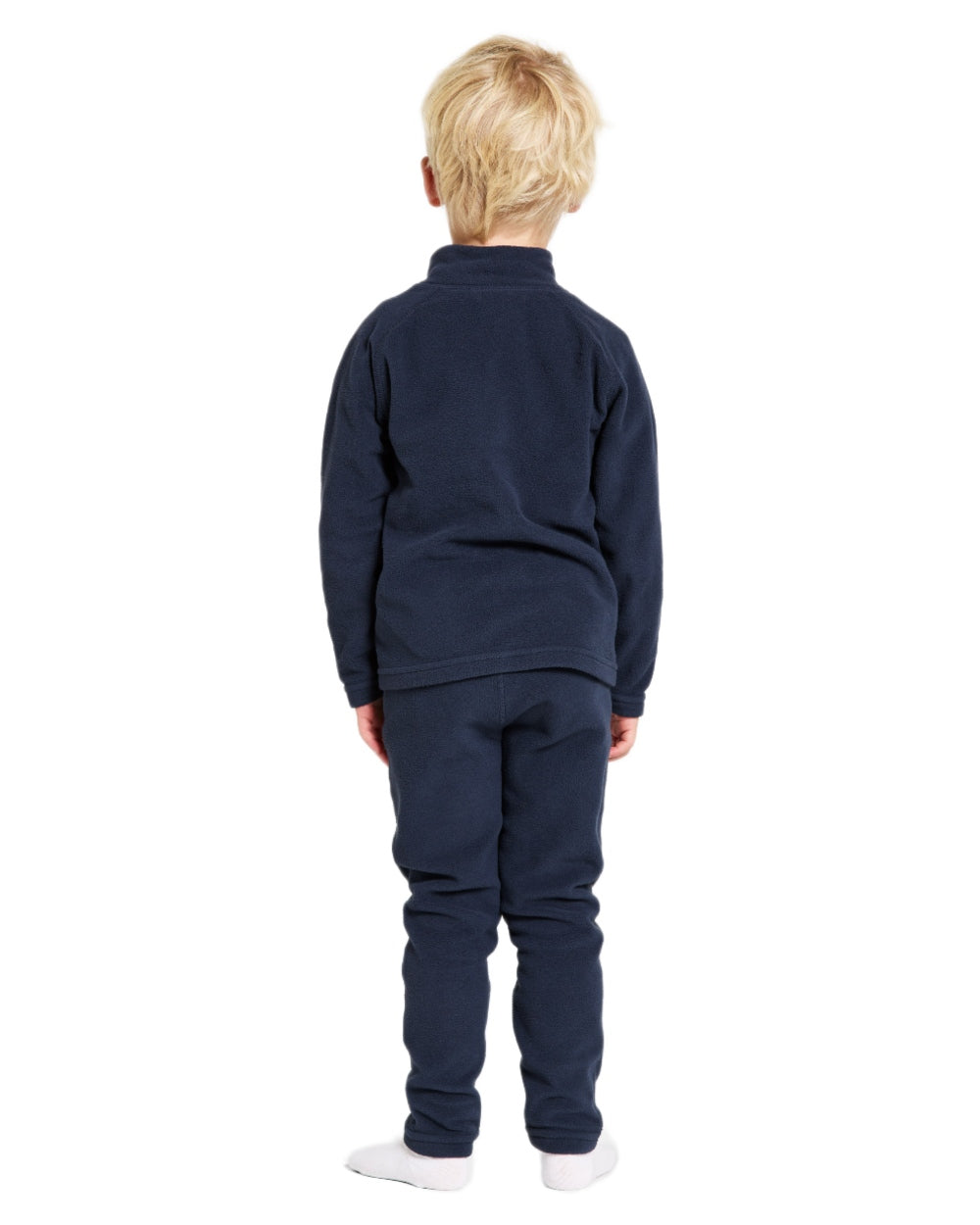 Navy coloured Didriksons Monte Kids Fullzip Fleece on white background 