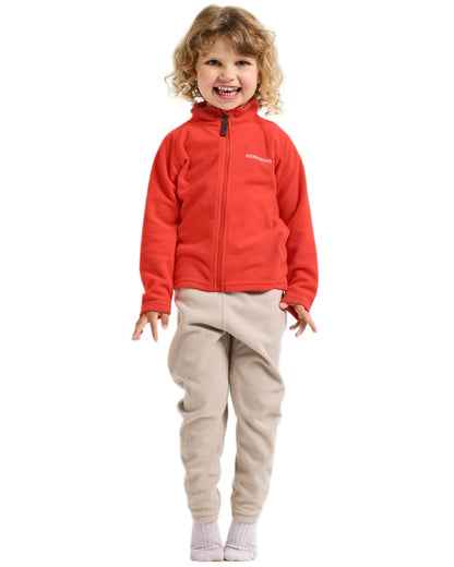Paprika coloured Didriksons Monte Kids Fullzip Fleece on white background 