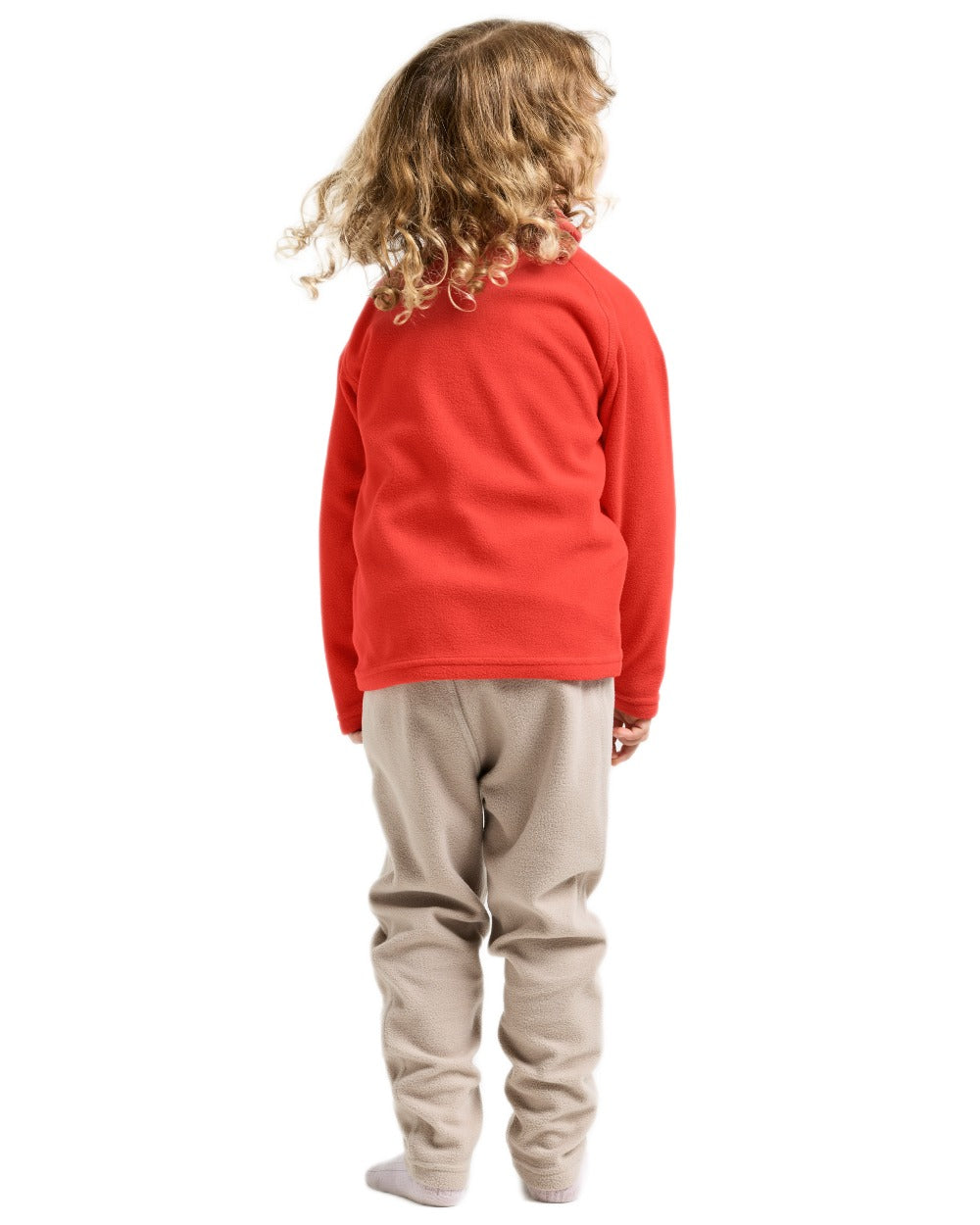 Paprika coloured Didriksons Monte Kids Fullzip Fleece on white background 