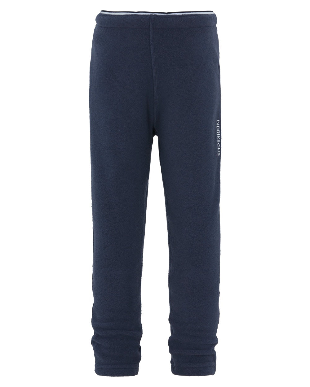 Navy coloured Didriksons Monte Kids Pants on white background 
