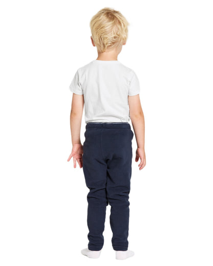 Navy coloured Didriksons Monte Kids Pants on white background 