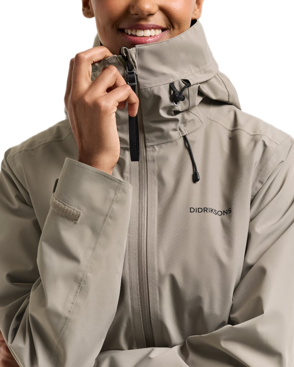 Ash Brown coloured Didriksons Nadja Womens Long Parka 4 on white background 