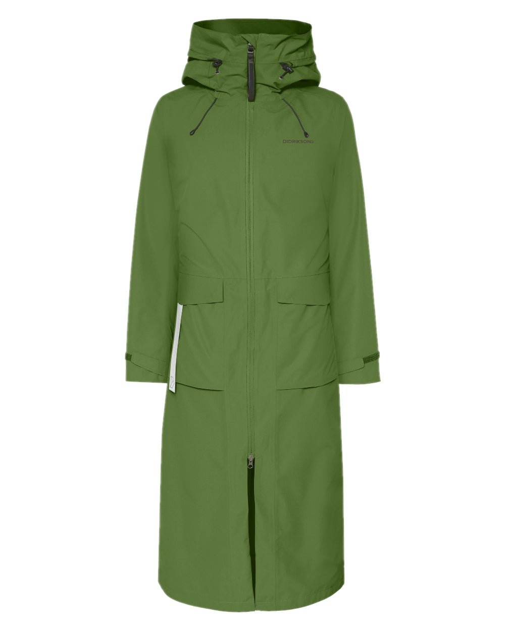 Velvet Green coloured Didriksons Nadja Parka on white background 