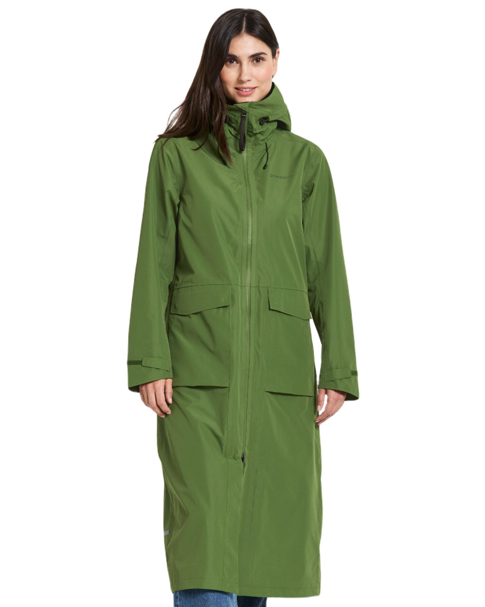 Velvet Green coloured Didriksons Nadja Parka on white background 