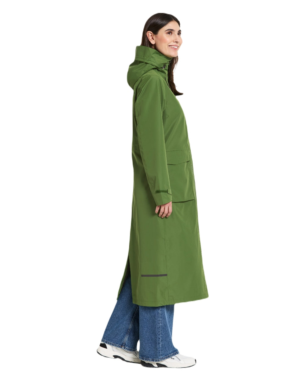 Velvet Green coloured Didriksons Nadja Parka on white background 