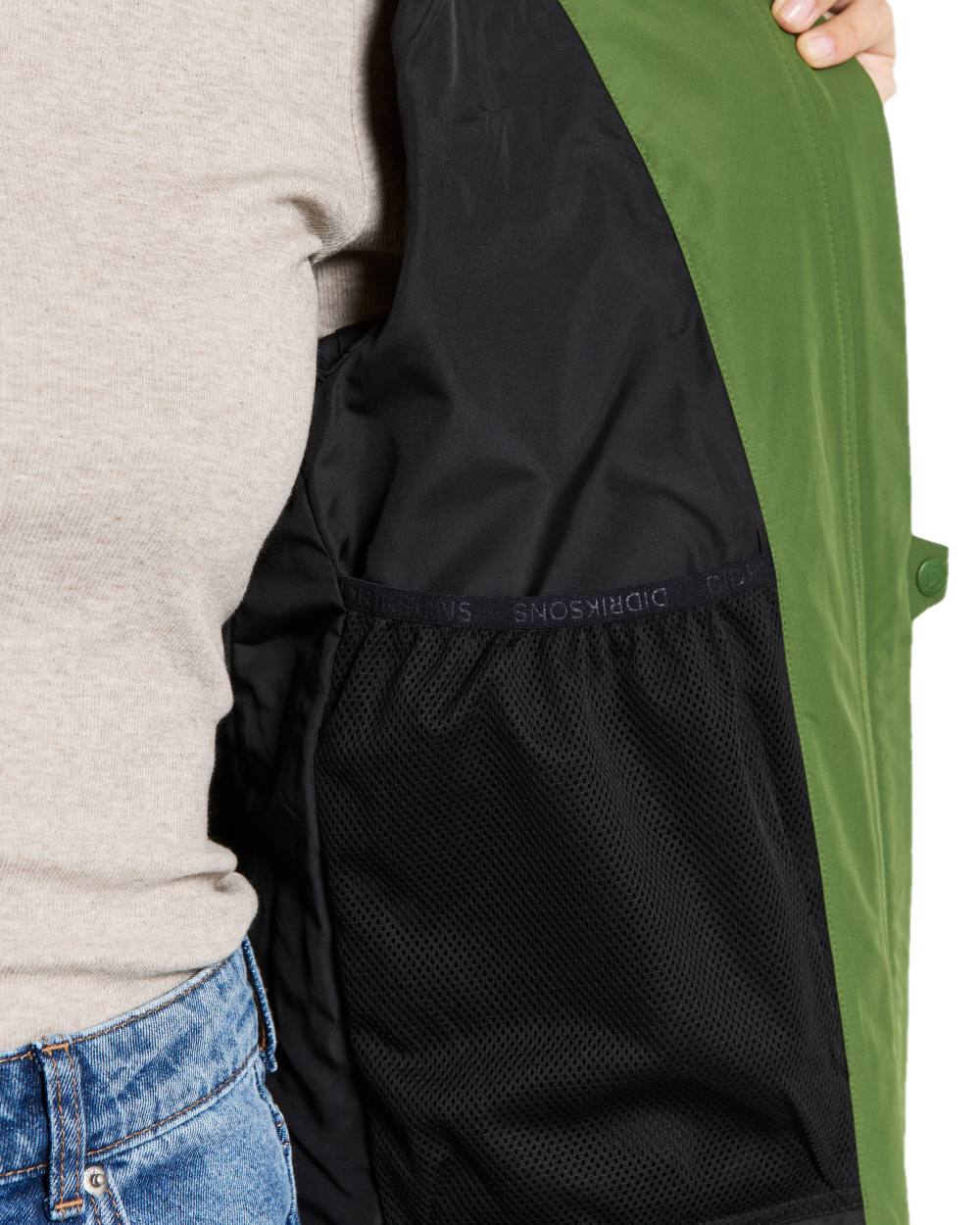 Velvet Green coloured Didriksons Nadja Parka on white background 