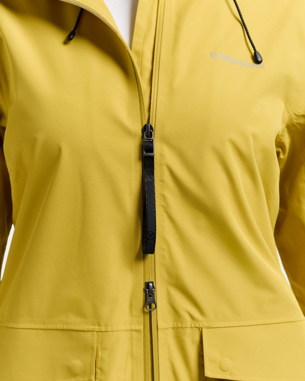 Yellow Pollen coloured Didriksons Nadja Womens Long Parka 4 on white background 