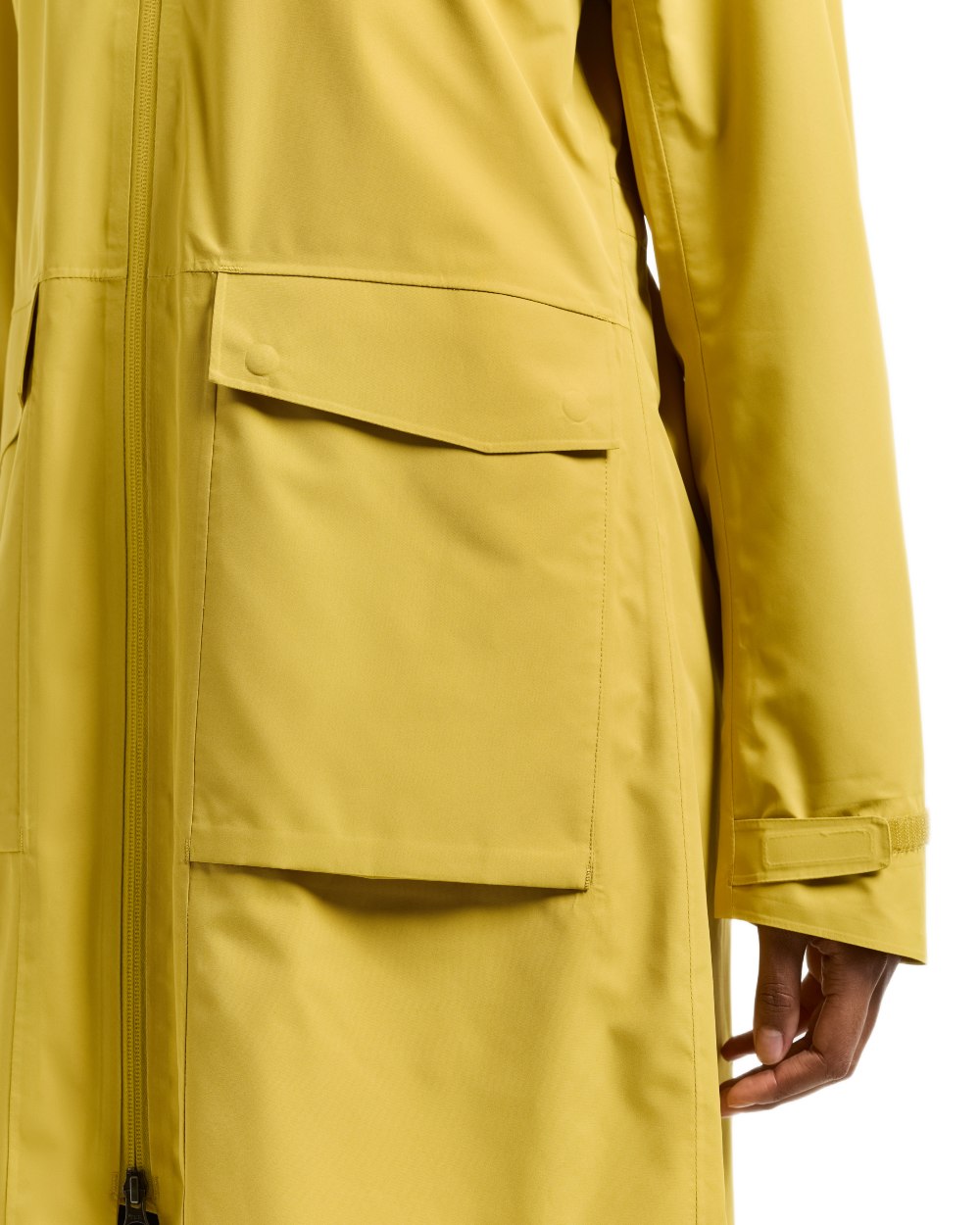 Yellow Pollen coloured Didriksons Nadja Womens Long Parka 4 on white background 