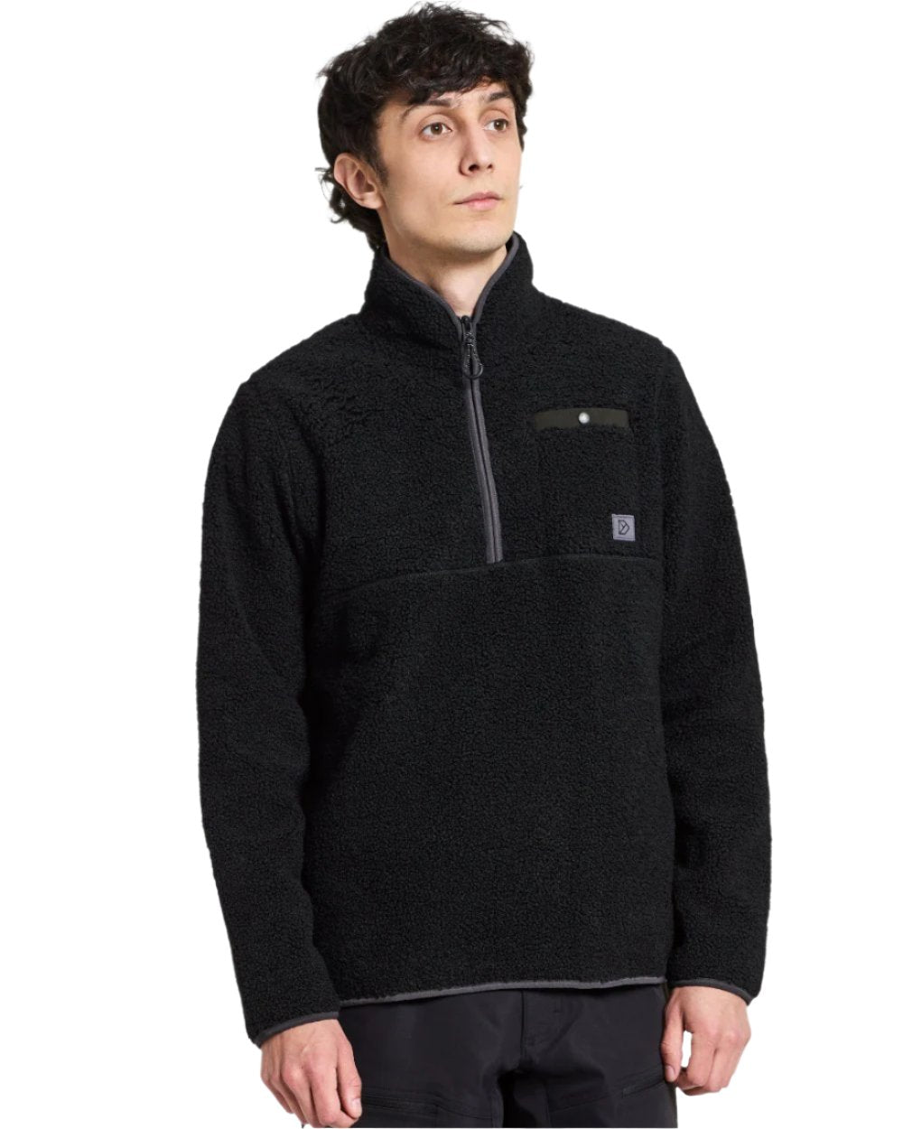 Black coloured Didriksons Phoenix Half Zip Sweater on white background 