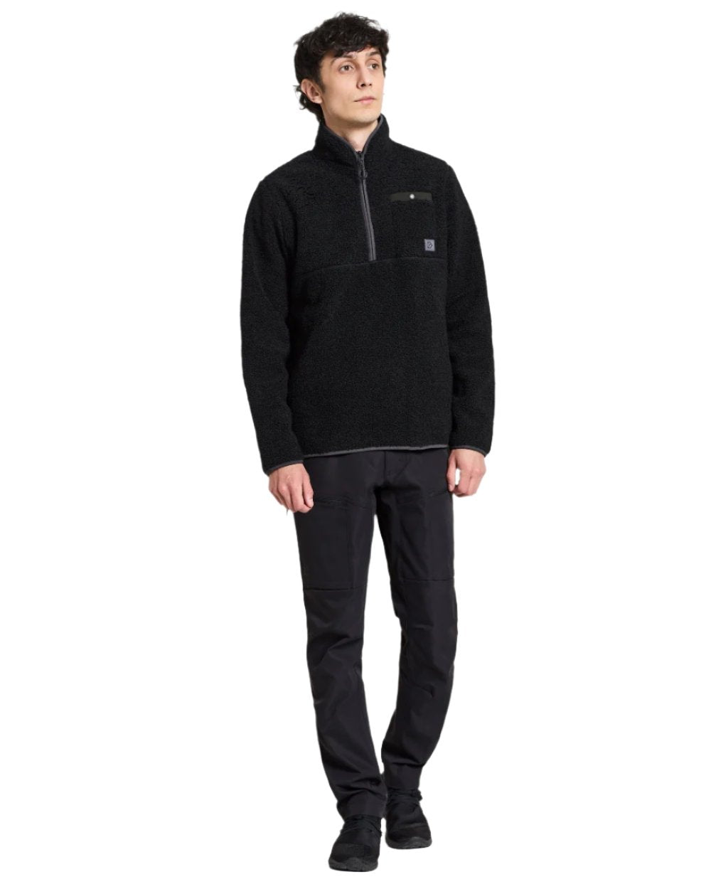 Black coloured Didriksons Phoenix Half Zip Sweater on white background 