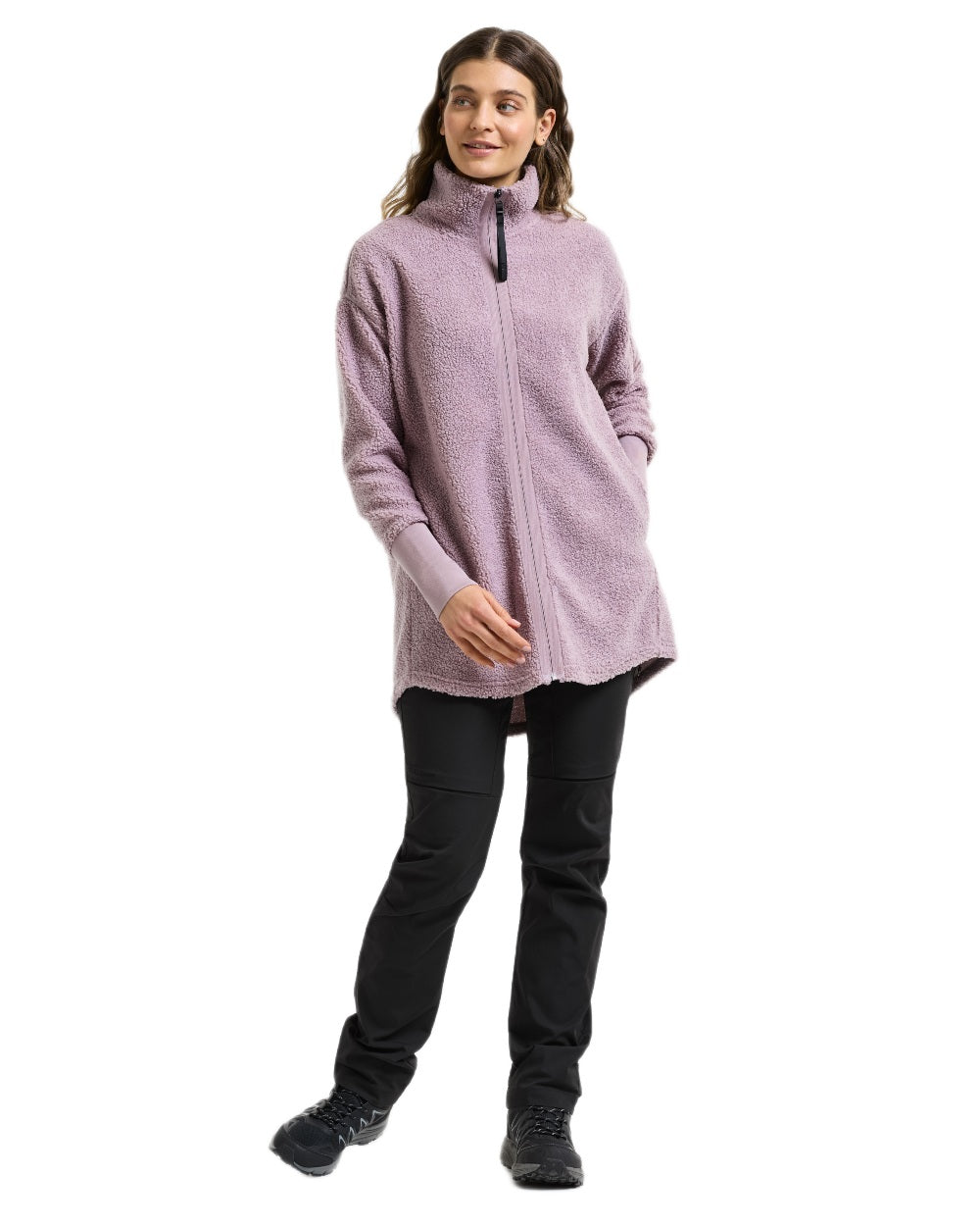 Lilac Haze coloured Didriksons Sally Full Zip Fleece Jacket 2 on white background 