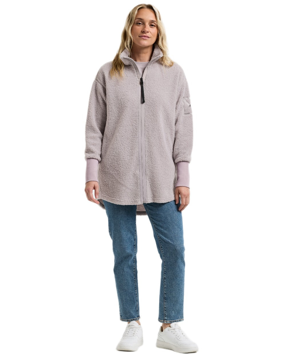 Sunrise Mist coloured Didriksons Sally Full Zip Fleece Jacket 2 on white background 