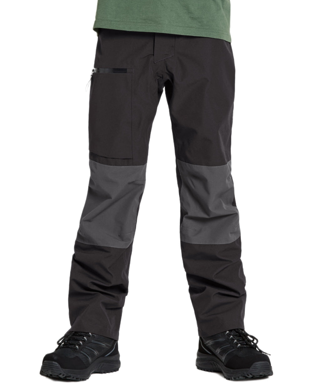 Black coloured Didriksons Childrens Svalort Pants on white background 