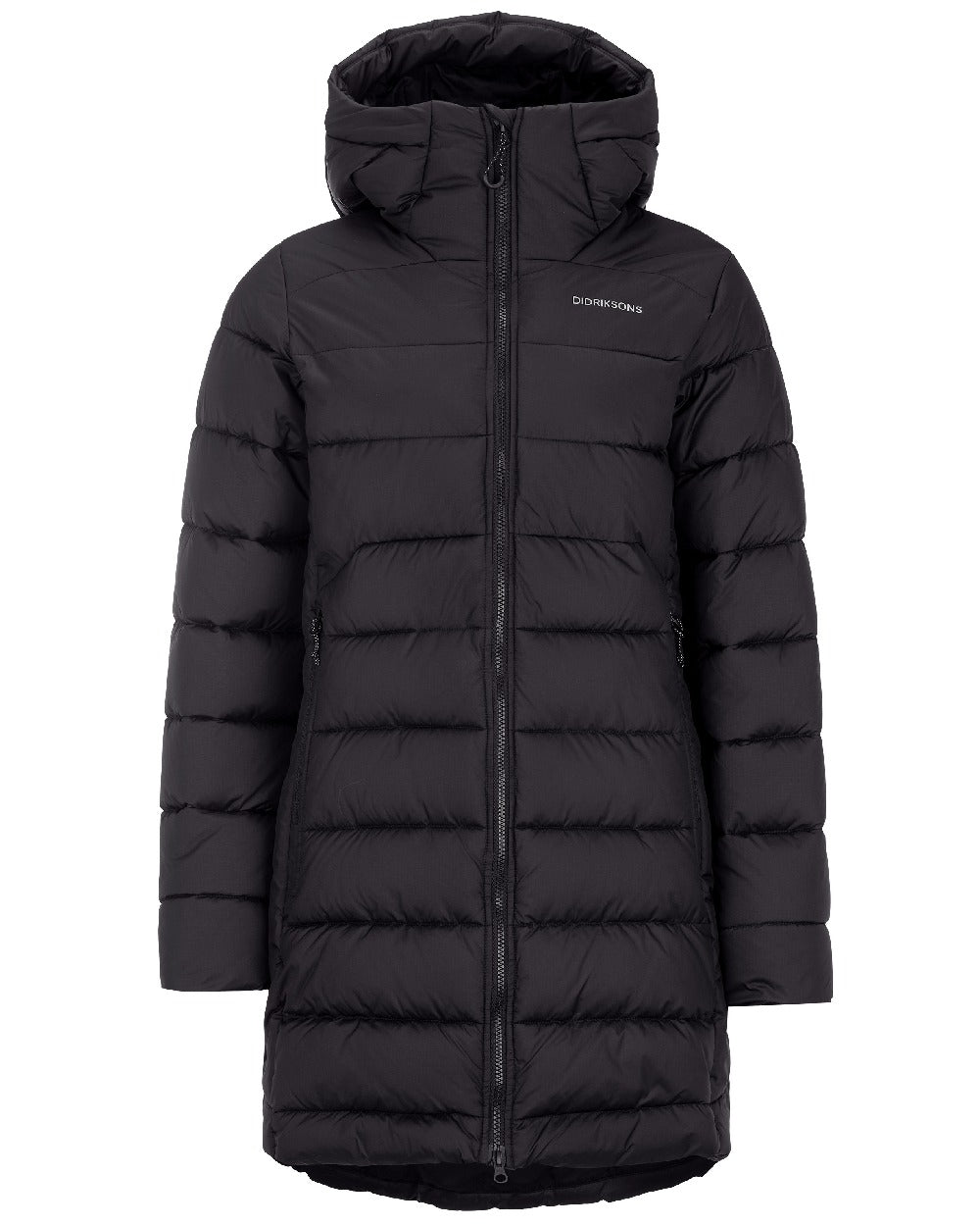 Black coloured Didriksons Tejla Womena Parka on white background 