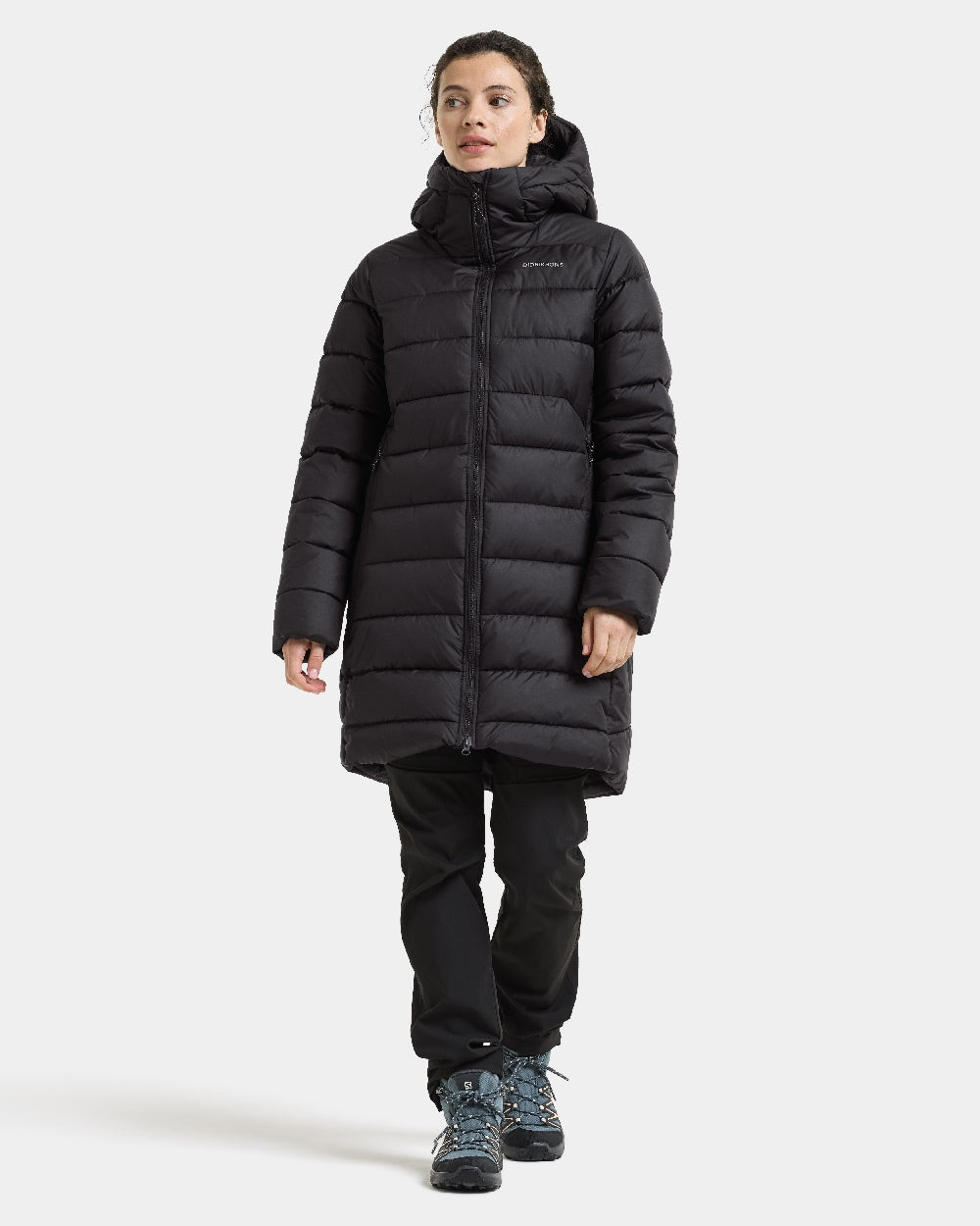 Black coloured Didriksons Tejla Womena Parka on white background 