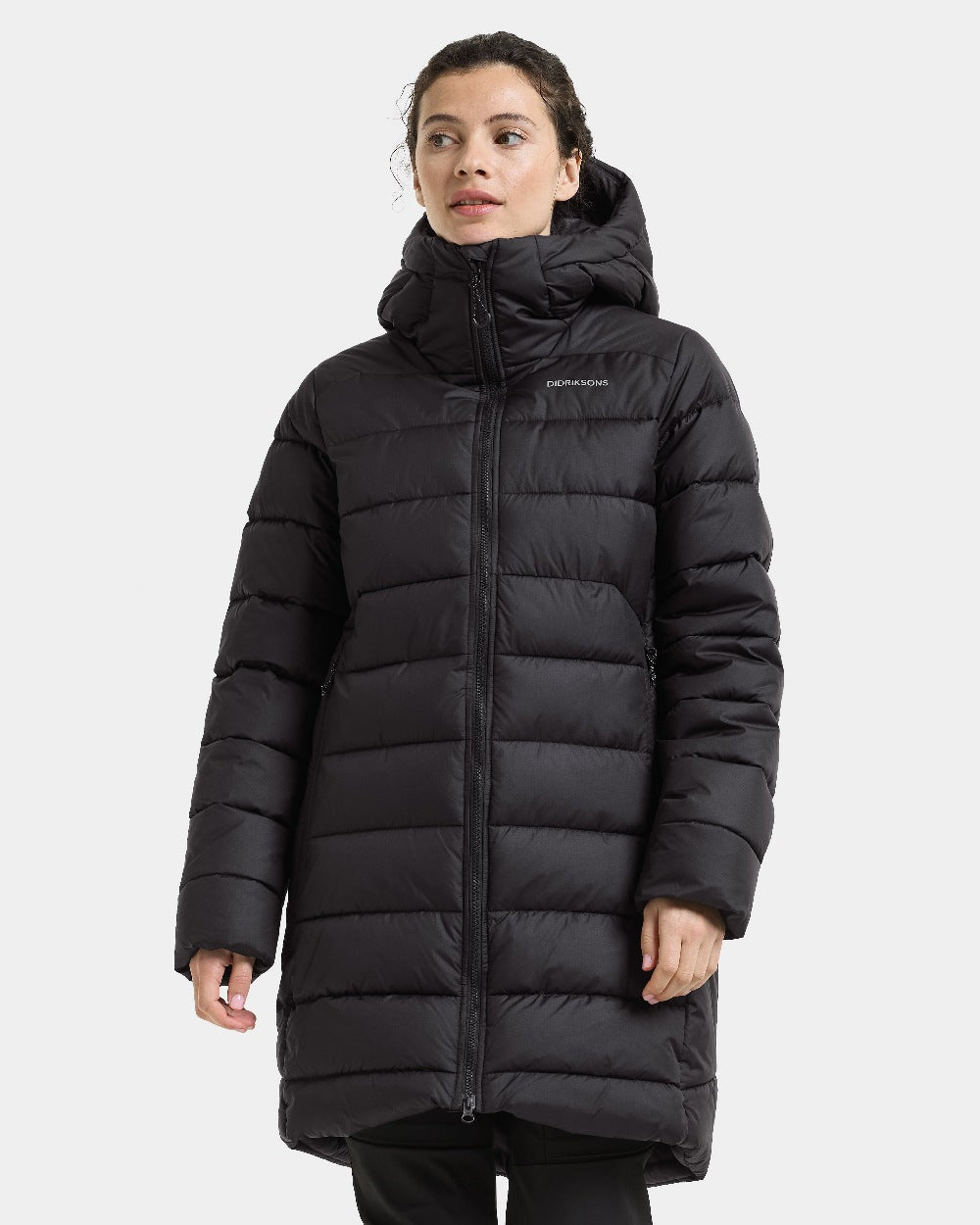 Black coloured Didriksons Tejla Womena Parka on white background 