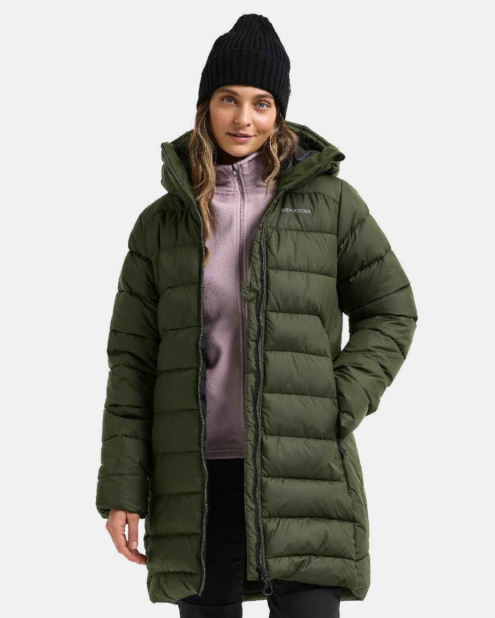 Deep Green coloured Didriksons Tejla Womena Parka on white background 
