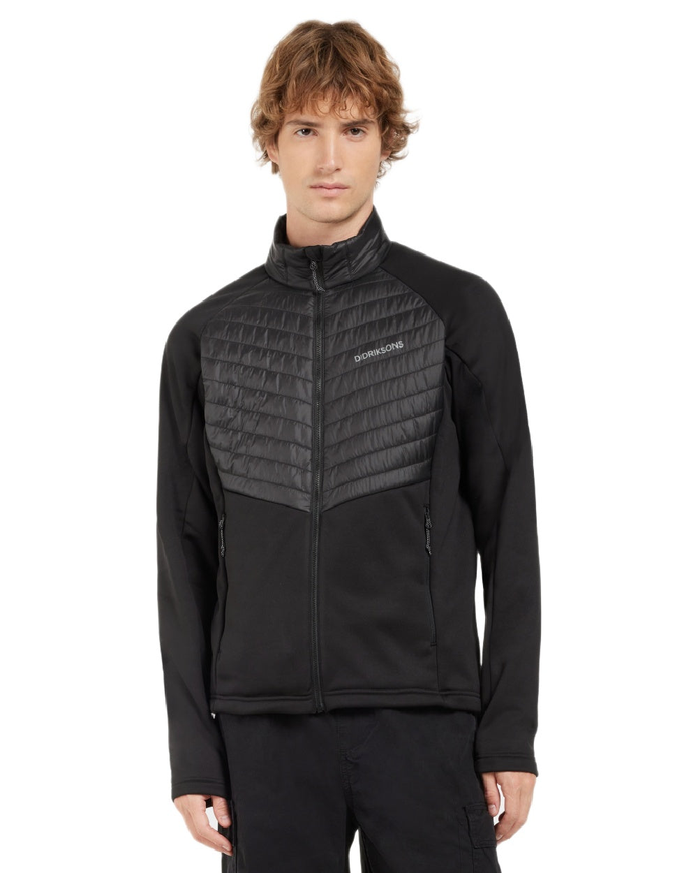 Black coloured Didriksons Mens Terje Full Zip Jacket on white background 