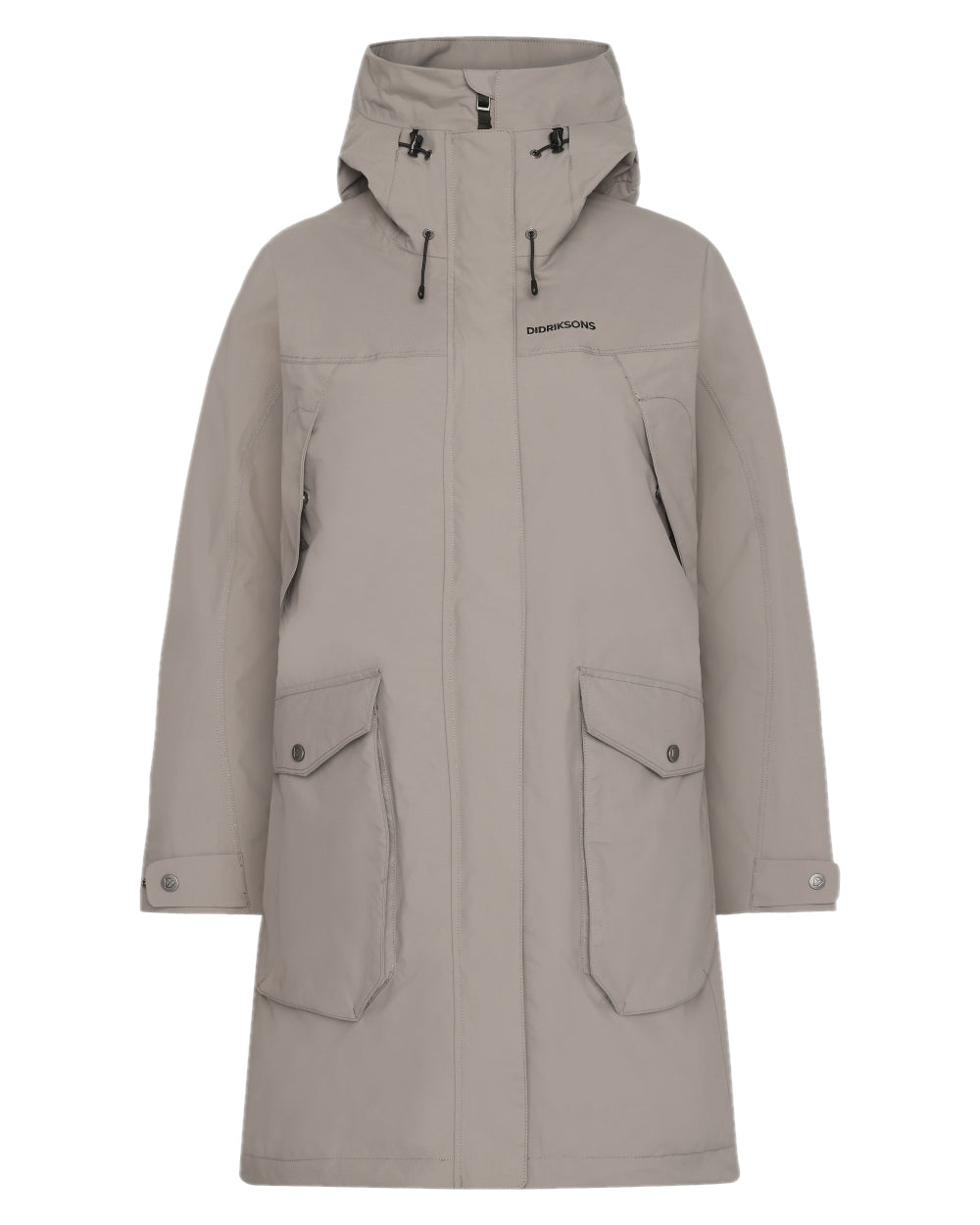 Ash Brown coloured Didriksons Thelma Womens Parka 10 on white background 