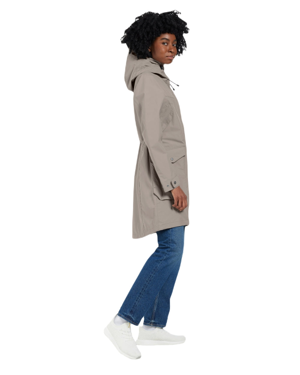 Ash Brown coloured Didriksons Thelma Womens Parka 10 on white background 