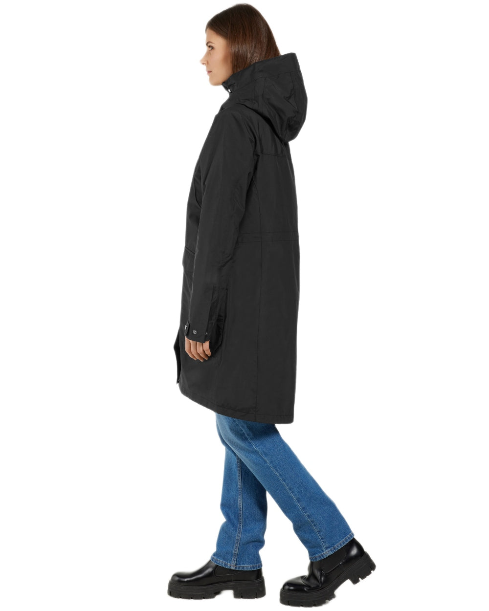 Black Coloured Didriksons Thelma Womens Parka 10 on white background 