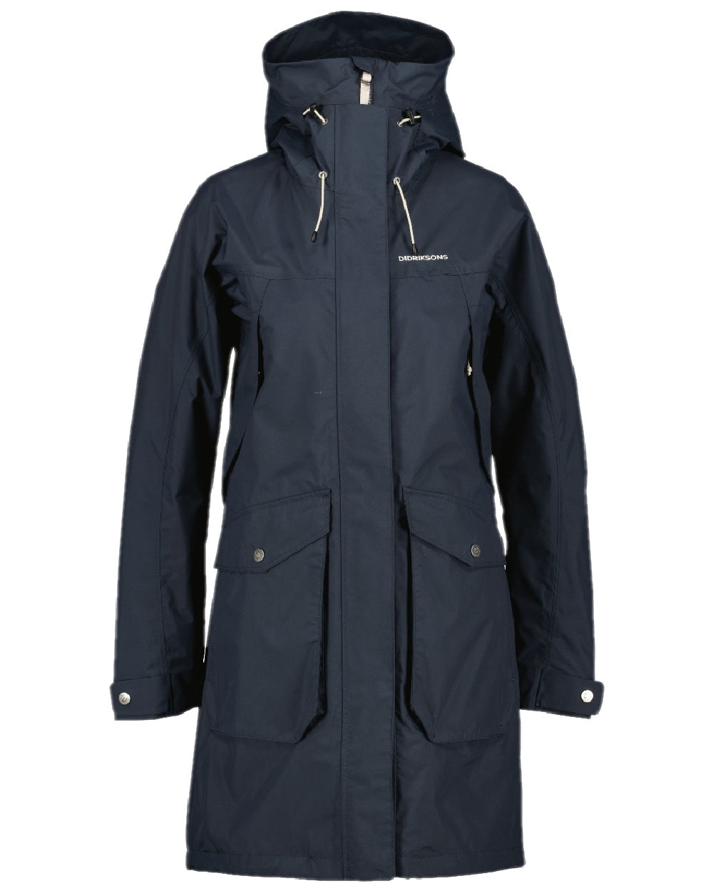 Dark Night Blue Coloured Didriksons Thelma Womens Parka 10 on white background 
