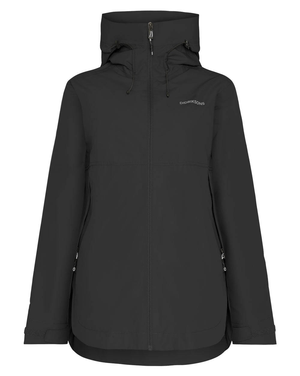 Black coloured Didriksons Tilde Womens Jacket on white background 