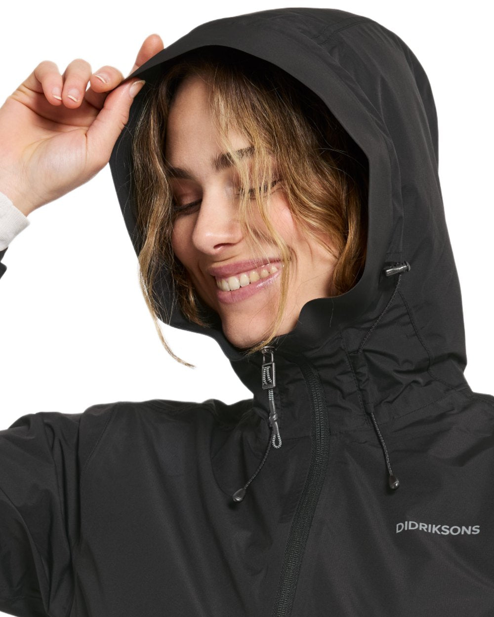 Black coloured Didriksons Tilde Womens Jacket on white background 