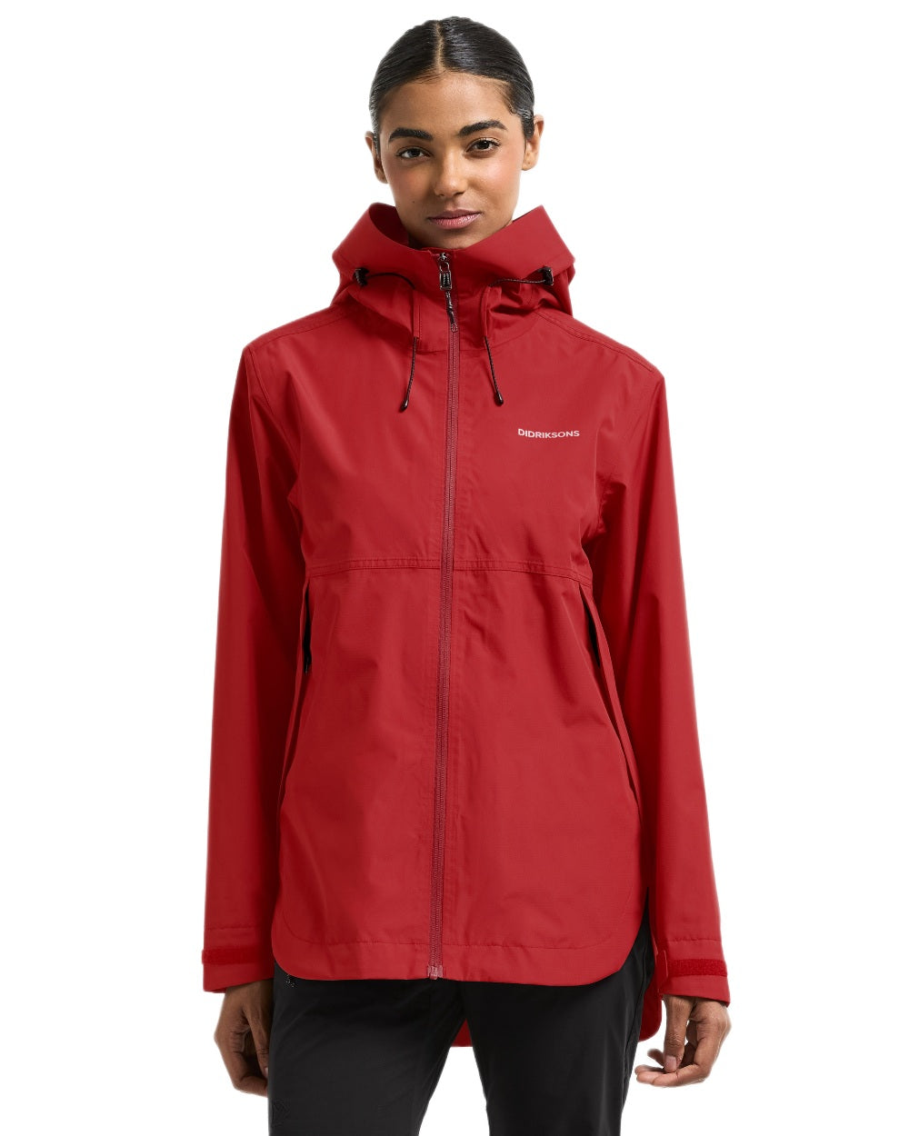 Spring Red coloured Didriksons Tilde Womens Jacket 4 on white background 