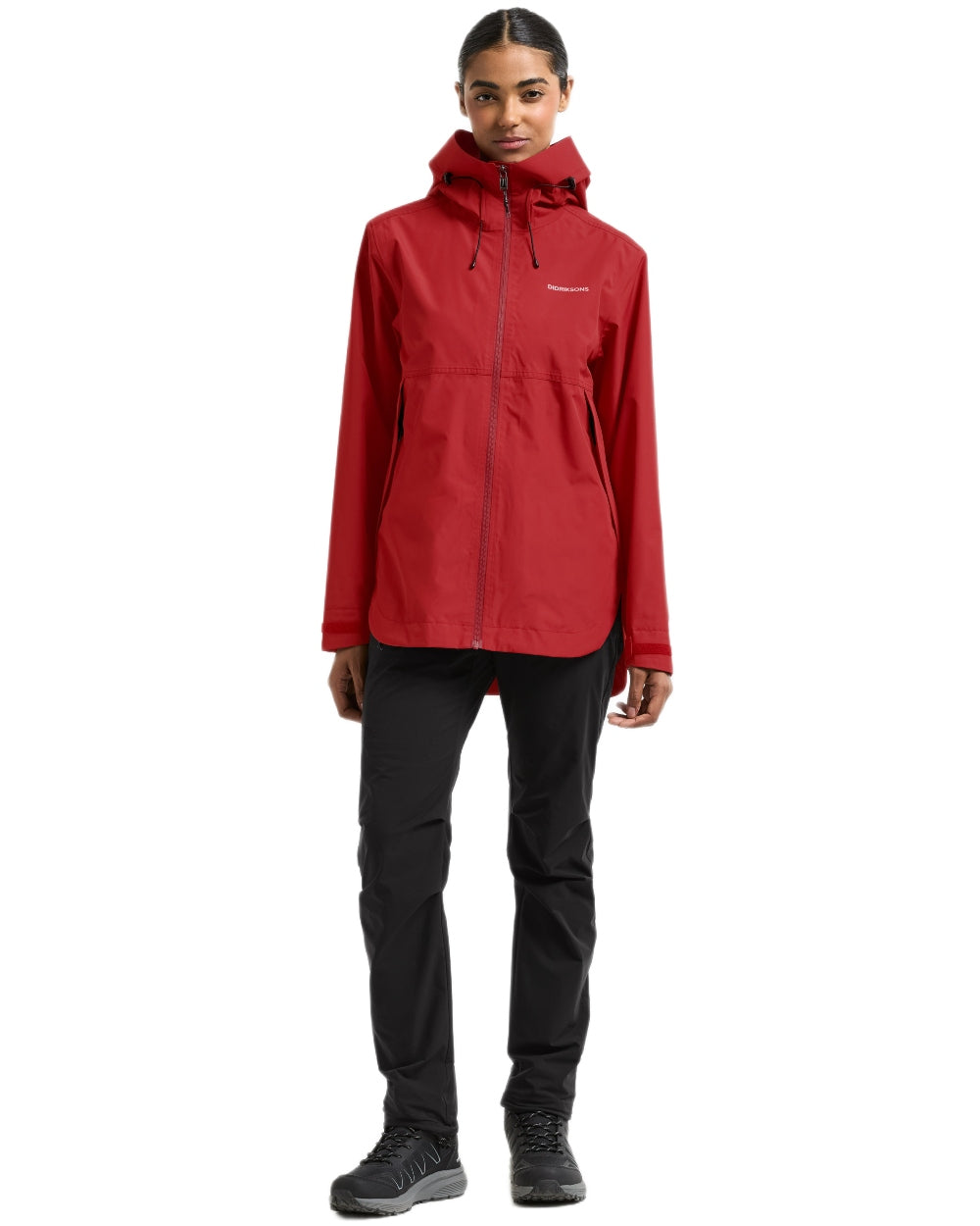 Spring Red coloured Didriksons Tilde Womens Jacket 4 on white background 