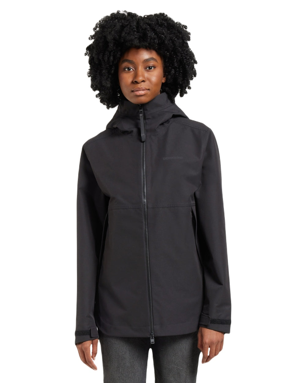 Black coloured Didriksons Tove Womens Jacket on white background 