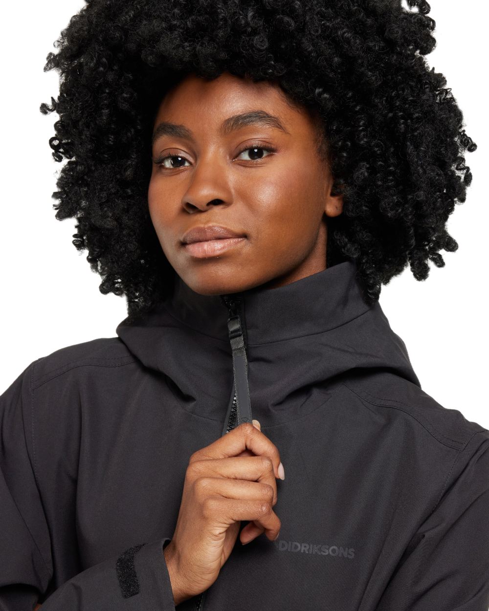 Black coloured Didriksons Tove Womens Jacket on white background 
