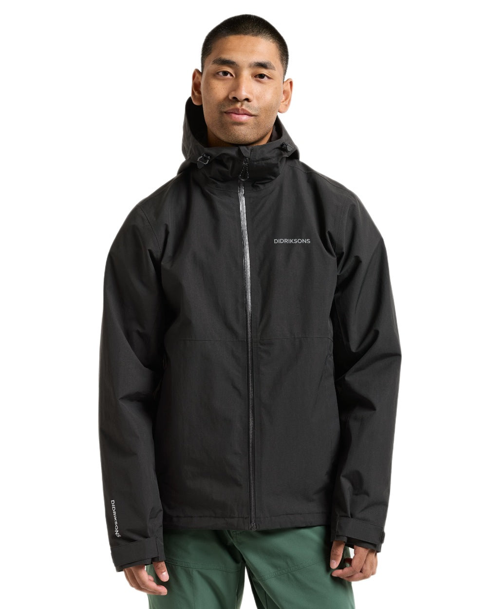 Black coloured Didriksons Trien Jacket on white background 