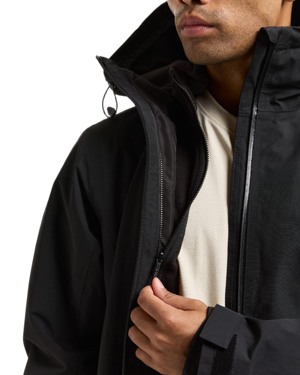 Black coloured Didriksons Trien Jacket on white background 