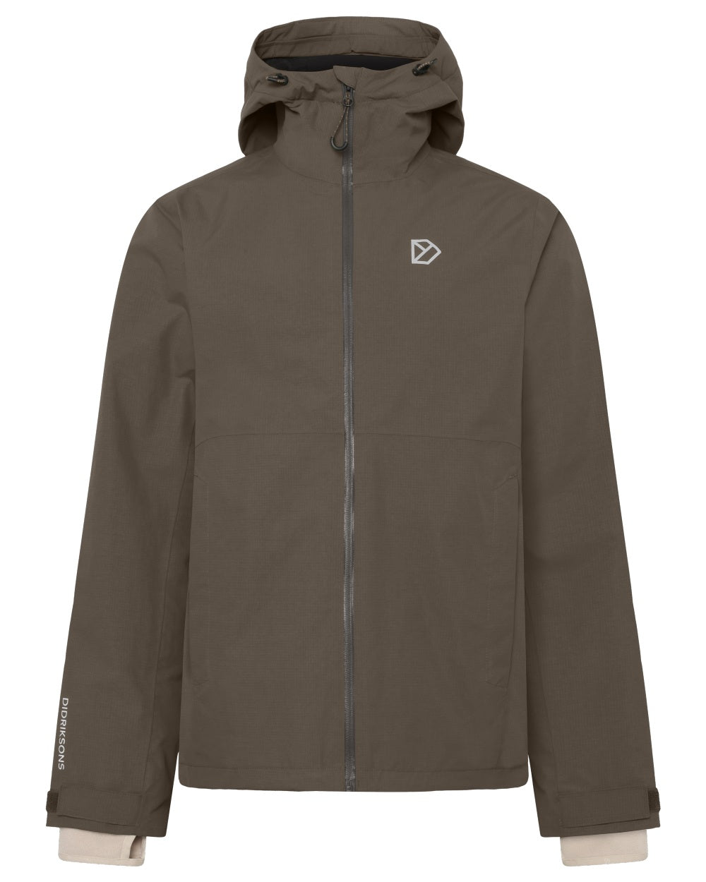 Dark Mocha coloured Didriksons Trien Jacket on white background 