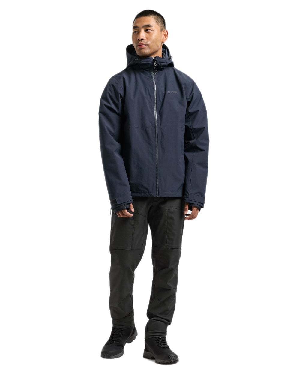 Dark Night Blue coloured Didriksons Trien Jacket on white background 
